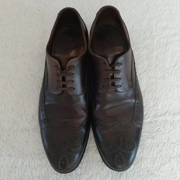 Hugo Boss Wing Tip Oxford Shoes Size 7.5 Brown - Picture 2 of 12